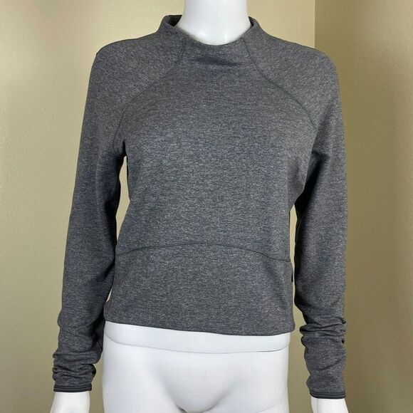 Lululemon Women Size 8 Heathered Slate Hill And Valley Mock Neck Sweater Outdoor - Picture 3 of 15